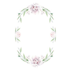 watercolor flower oval frame.