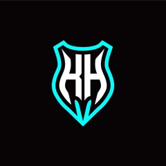 Initial K H letter with shield modern style logo template vector