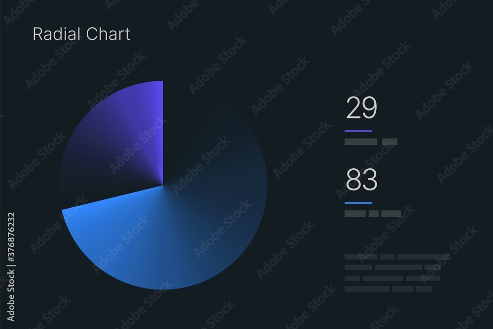 Aufkleber radial chart. elements of infographics on a dark background. use in presentation templates, mobile a