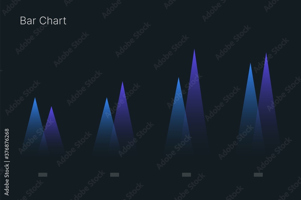 Poster bar chart. elements of infographics on a dark background. use in presentation templates, mobile app 