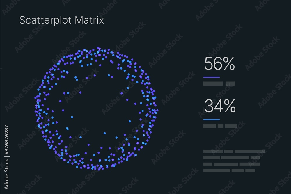 Poster scatterplot matrix. elements of infographics on a dark background. use in presentation templates, mo