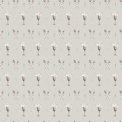 watercolor vintage flowers seamless pattern.