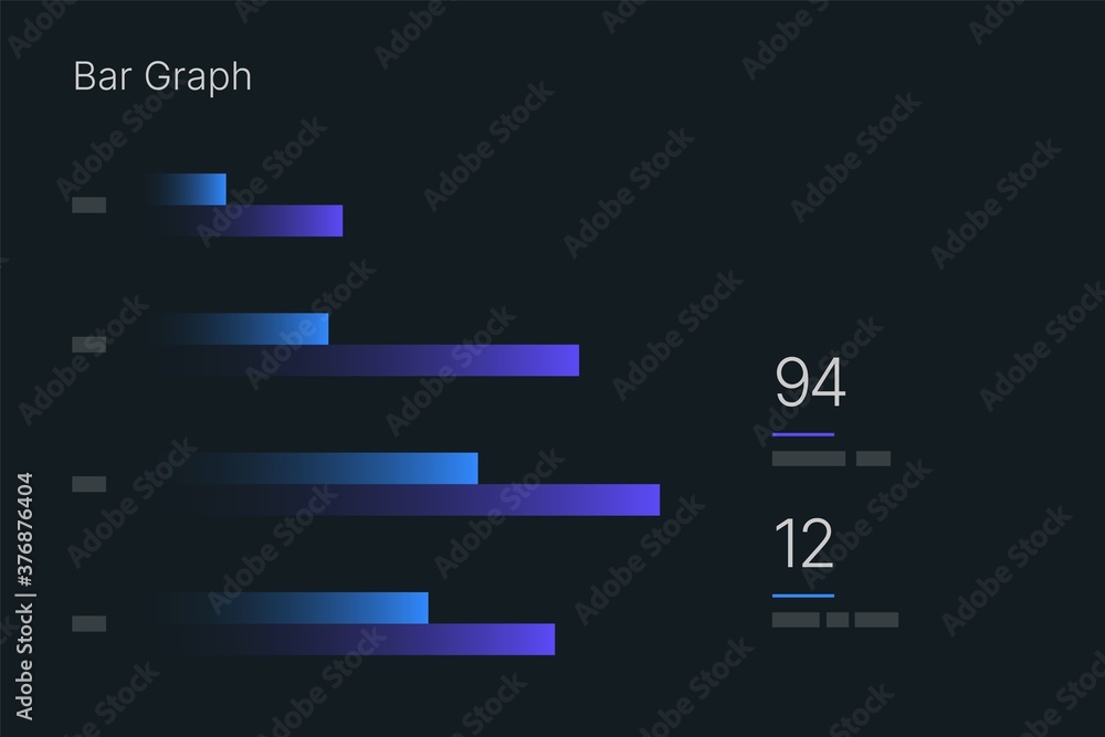 Poster bar chart. elements of infographics on a dark background. use in presentation templates, mobile app 