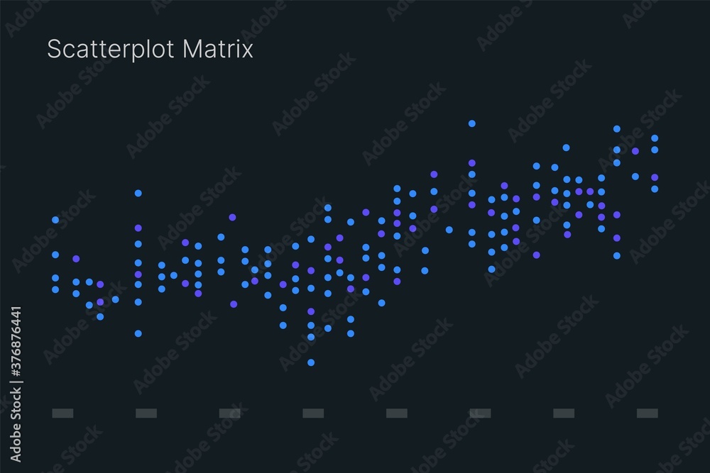 Poster scatterplot matrix. elements of infographics on a dark background. use in presentation templates, mo