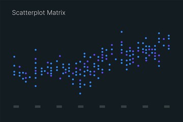 Scatterplot Matrix. Elements of infographics on a dark background. Use in presentation templates, mobile app and corporate report. Dashboard UI and UX Kit.