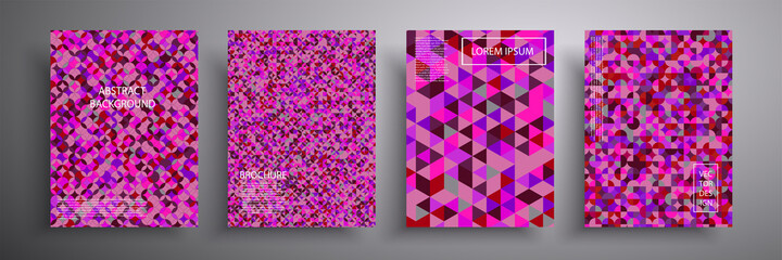 Abstract vector illustration. Colorful mosaic purple color cover design. Future geometric design. Collection of templates for brochures, posters, banners, flyers and cards.