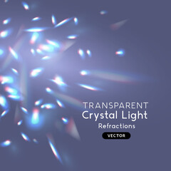 Crystal light effect reflections and refractions. Overlay pattern for backgrounds. Vector illustration.
