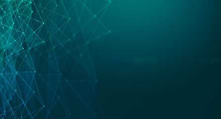 Abstract technological background with AI neural networks connections in blue color