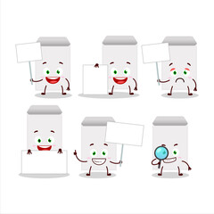 White envelope cartoon character bring information board