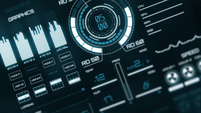 Futuristic interface/Digital perspective screen/Ultra detailed abstract digital background. Blinking and switching indicators and statuses showing work of command center,processing big data, machine d