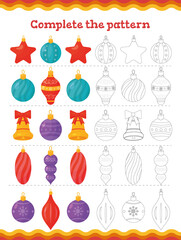  Toddler education games. Preschool or kindergarten Christmas worksheet. Vector illustration. Vector illustration