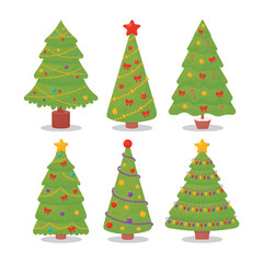 Christmas trees set. Can be used for printed materials - leaflets, posters, business cards or for web. Vector illustration