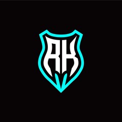 Initial R K letter with shield modern style logo template vector