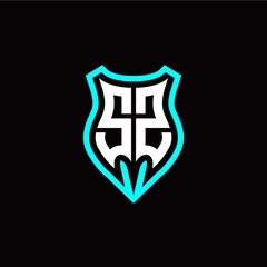 Initial S Z letter with shield modern style logo template vector