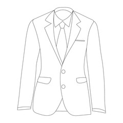 vector, isolated, men's jacket with tie, sketch