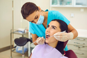 Obraz na płótnie Canvas Dentist appointment on office. Healthy smile and teeth.