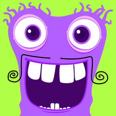 Funky purple monster character.Vector happy monster illustration from funky monster characters collection.