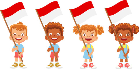 Indonesia flag in hand set