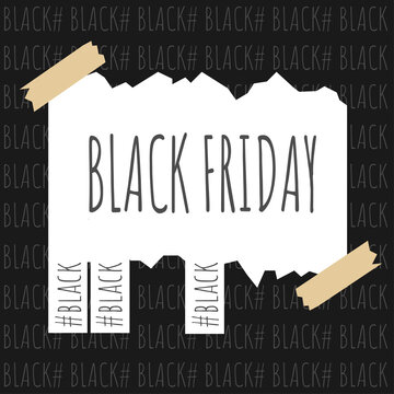 Tear Off Stripes Of Paper Sheet. Black Friday Banner