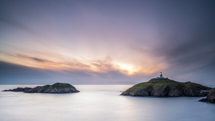 Strumble Head Lighthouse, Pembrokeshire, at sunset