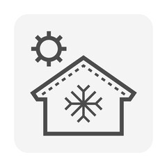 Roof tile and thermal insulation for house to show prevent heat temperature from the outside, vector icon design.