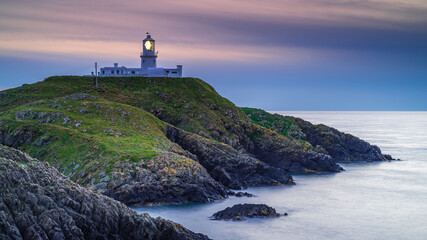 Strumble Head Lighthouse, Pembrokeshire, at sunset
