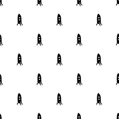 Rocket Seamless pattern. Cute Doodles space ships sketch. Hand drawn Cartoon Vector illustration