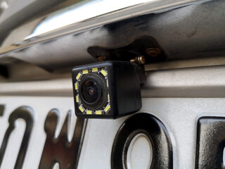 Car reverse camera with infrared lamps Can be seen at night.
