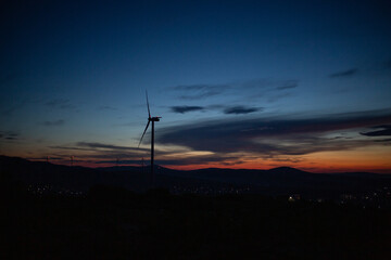 wind turbine at sunset