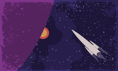 vector illustration, space retro postcard, vector