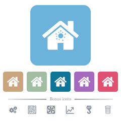 Home quarantine flat icons on color rounded square backgrounds