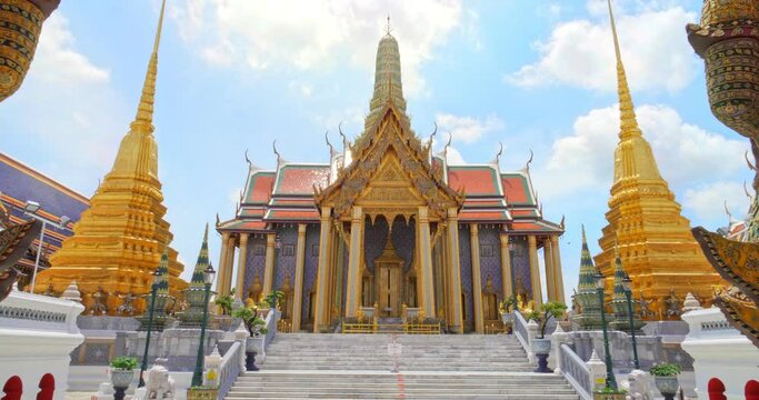 Wat Phra Kaew or Emerald Buddha Temple a tourist famous landmark which relate to religion in Bangkok Thailand. Amazing Thailand travel concept.