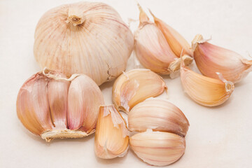 garlic on a wooden background