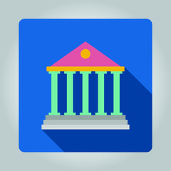 Bank building icon long shadow vector