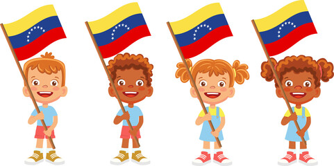 venezuela flag in hand set