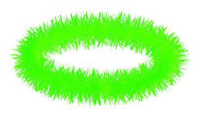 Oval green grass frame isolated on white background. Design for ecology environment. Vector illustration EPS10