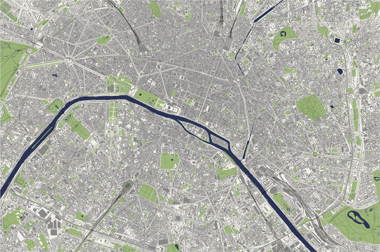 map of the city of Paris, France