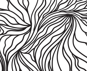 Abstract pattern with waves. Wavy background. Hand drawn lines. Black and white illustration