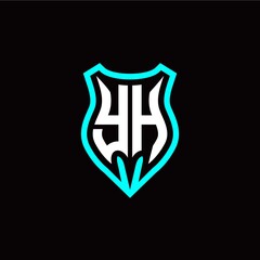 Initial Y H letter with shield modern style logo template vector
