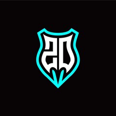 Initial Z O letter with shield modern style logo template vector