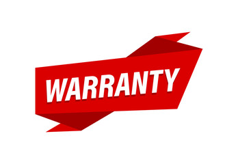 Warranty written,  red flat banner Warranty