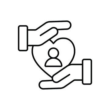 recommend clip art: Care customer icon, total inclusive service, line symbol on white background - editable vector illustration eps10