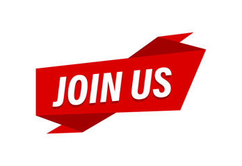 JOIN US written,  red flat banner join us