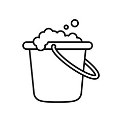 Bucket with foam icon, easy cleaning, thin line symbol on white background - editable vector illustration eps 10