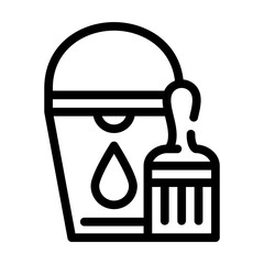 bucket with brush line icon vector illustration