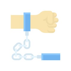 administrative related handcuff on criminal hand vector in flat design,