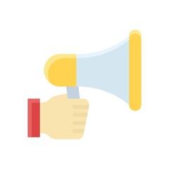administrative related megaphone or bull horn in hand vector in flat design,