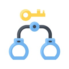 administrative related handcuff unlock with key vector in flat design,