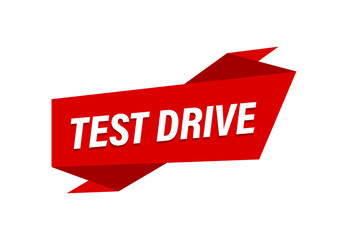 Test Drive written,  red flat banner Test Drive 