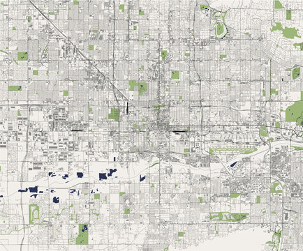 map of the city of Phoenix, Arizona, USA